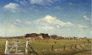 Laurits Andersen Ring Fenced in Pastures by a Farm with a Stork Nest on the Roof oil painting